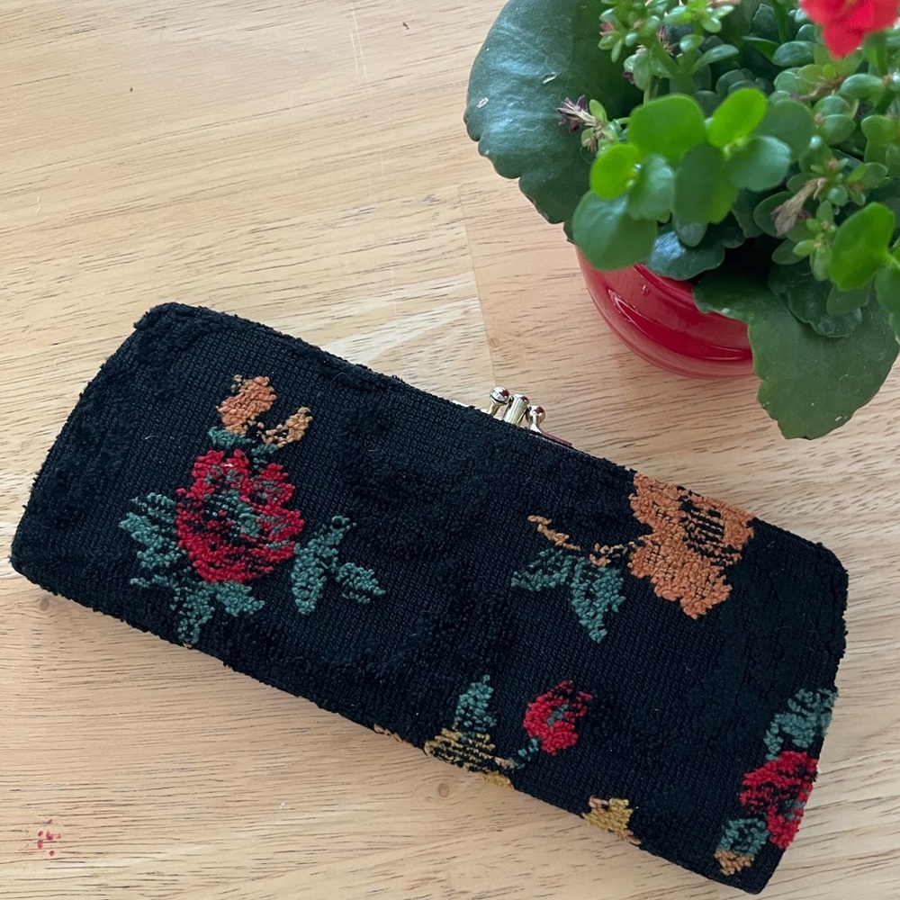 Unique Black Floral Clutch